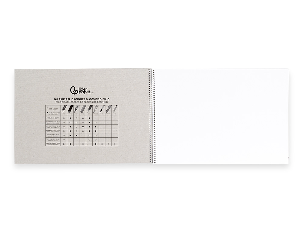 BLOC DIBUJO LIDERPAPEL ARTISTICO ESPIRAL 230X325MM 20 HOJAS 180G/M2 SIN RECUADRO PERFORADO